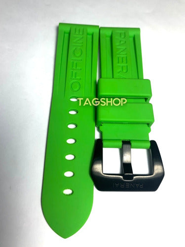 Pulseira Panerai Verde Claro 24mmx22mm Borracha Fecho Aço