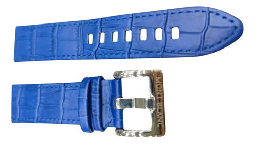 Pulseira Montblanc Couro Azul 22mm Completo