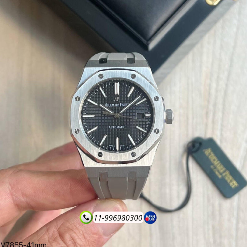 RELÓGIO AUDEMARS PIGUET ROYAL OAK SELFWINDING RUBBER BLACK DIAL 41mm S.C