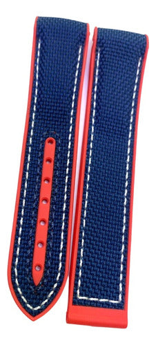 Pulseira Omega Nylon 20x18mm Azul E Vermelho Linha Premium