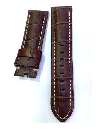 Pulseira Couro Marrom Para Relógios Panerai 22mm