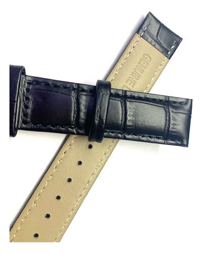Pulseira Omega 18mm Couro Genuíno Preto