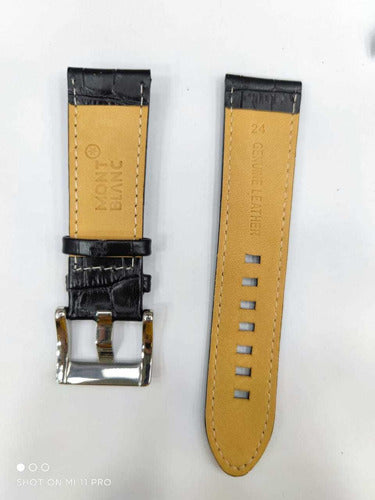 Pulseira Mont Blanc Couro Preto 20mm Completo