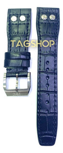 Pulseira IWC de Couro Preta 20mmx18mm com Fecho de Aço