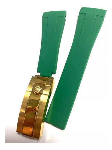 Pulseira Rolex Borracha Rose 21mmx16mm Fecho Rose Aço