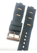 Pulseira Bvlgari Preta com Detalhes em Ouro Rosa 24mm