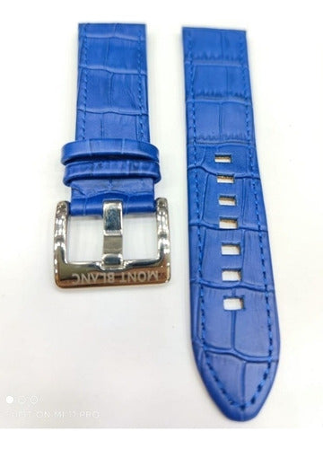 Pulseira Mont Blanc Couro Azul 24mm Completo