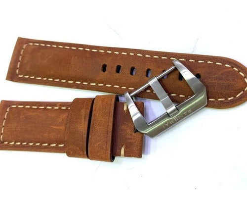 Pulseira Panerai Couro Marrom 24mm Genuíno Pesado