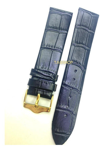 Pulseira- Couro Patek Phillippe Preta 20x18mm Fecho Aço