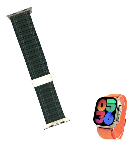 Pulseira Smartwatch Tecido 42/44/45/49 Fecho Inox Verde
