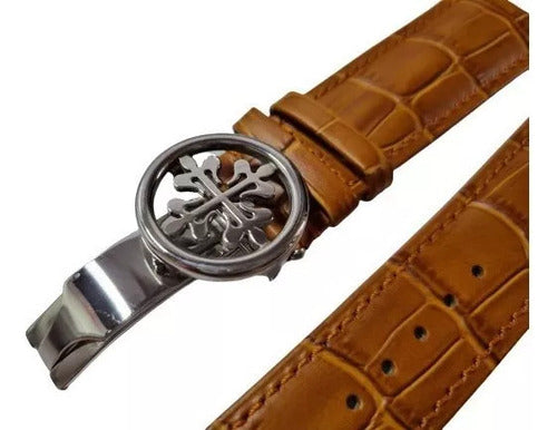 Pulseira Couro Para Patek Philippe Marrom 24mm Completo