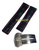 Pulseira Tag Heuer de Couro com Costura Vermelha 22mmx18mm e Fecho de Aço