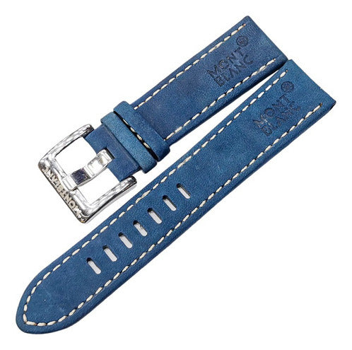 Pulseira Couro Preto Relógio Mont Blanc 22mm S/ Fivela
