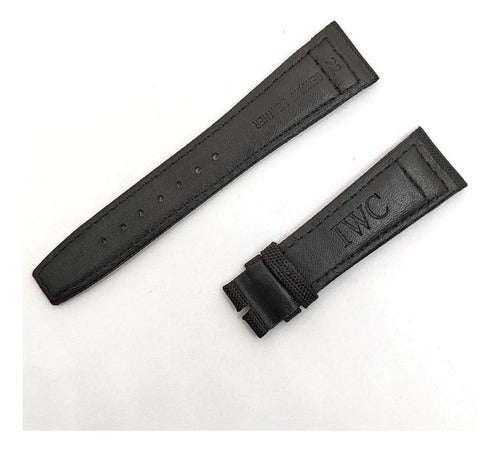 Pulseira Relógio Iwc Nylon Couro Preto 22x18