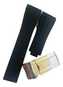 Pulseira Rolex Preta 20mm x 16mm com Fecho de Aço Prata