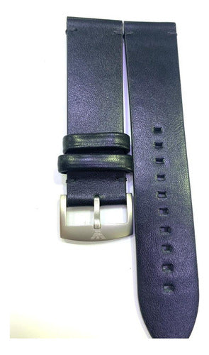 Pulseira Couro Empório Armani 22mm Black Completo