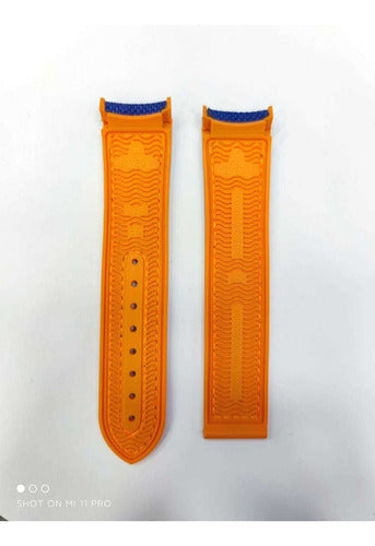 Pulseira- Omega Silicone Nylon Azul Laranja 20mm