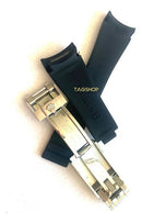 Pulseira Rolex Preta 20mmx16mm de Borracha com Fecho de Aço Prata