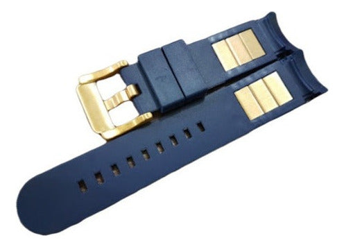 Pulseira Ap0690 Azul Marinho 22mm Detalhes Dourados