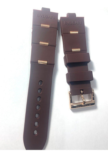 Pulseira Bvlgari Marrom Detalhes Rose Gold 24mm