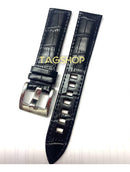 Pulseira Montblanc de Couro Preta 20mmx18mm com Fecho de Aço