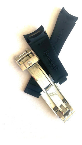 Pulseira Rolex Preta 20x16mm Com Fecho Aço