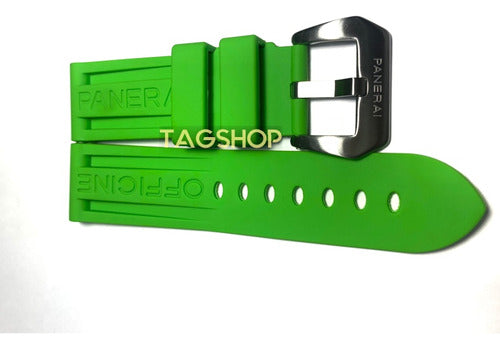 Pulseira Panerai Verde Claro 24mmx22mm Borracha Fecho Aço