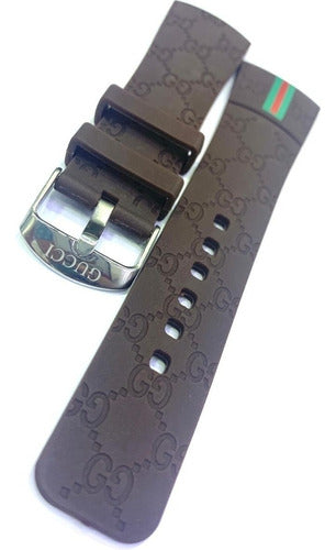 Pulseira Gucci Silicone Marrom 26mm Completo