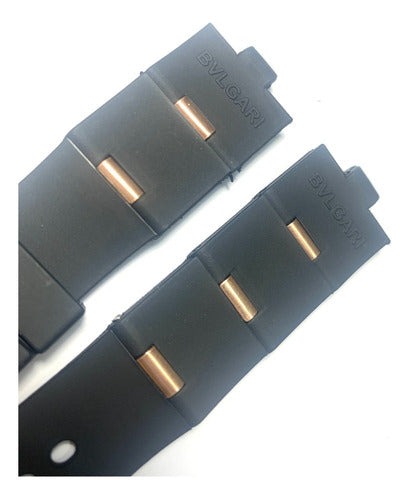 Pulseira Bvlgari Preto Detalhes Rose Gold 24mm