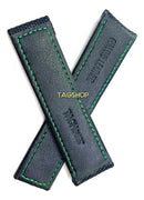 Pulseira Tag Heuer 24x22mm Preta com Costura Verde em Tecido