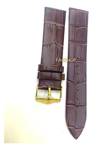 Pulseira Patek Phillippe Couro 20x18mm Marrom Fecho Aço