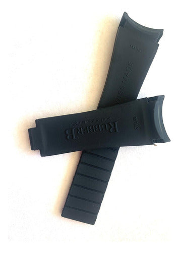 Pulseira Rolex 20x16mm Preta Silicone
