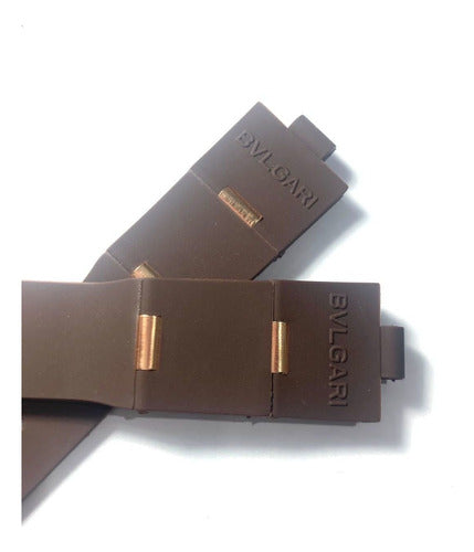 Pulseira Bvlgari Marrom Detalhes Rose Gold 22mm