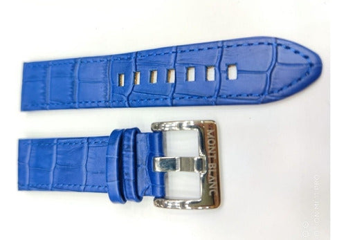 Pulseira Montblanc Couro Azul 24mm Completo