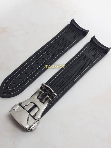 Pulseira-omega Nylon 20mm Preta Fecho Aço