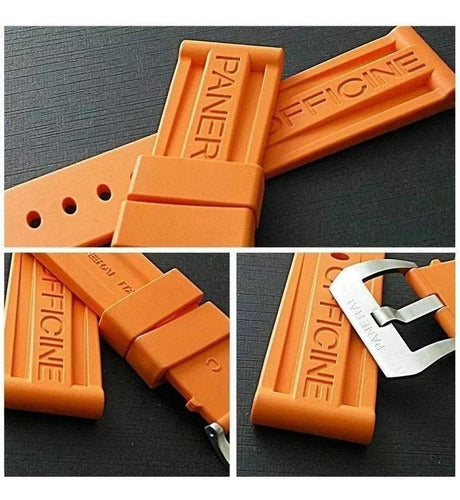 Pulseira Para Relogio Panerai Officine 24mm C/ Fecho Laranja