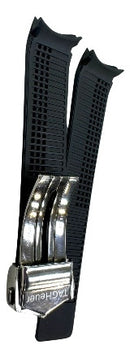 Pulseira Tag Heuer 20mmx18mm Preta Borracha Fecho Aço Inox