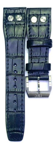 Pulseira Iwc Couro Preto 22mm Completo