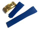 Pulseira de borracha Rolex B 20mm azul com fecho dourado