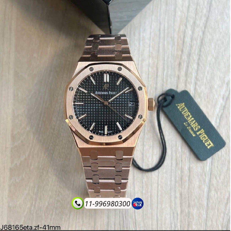 RELÓGIO AUDEMARS PIGUET ROYAL OAK SELFWINDING ROSE BLACK DIAL 41mm S.C