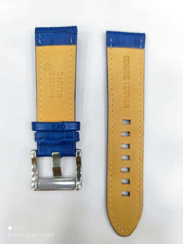 Pulseira Montblanc Couro Azul 24mm Completo