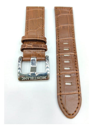 Pulseira Montblanc Couro Marrom 24mm Completo