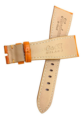 Pulseira Gaga Milano 24x16mm Laranja Couro Genuíno