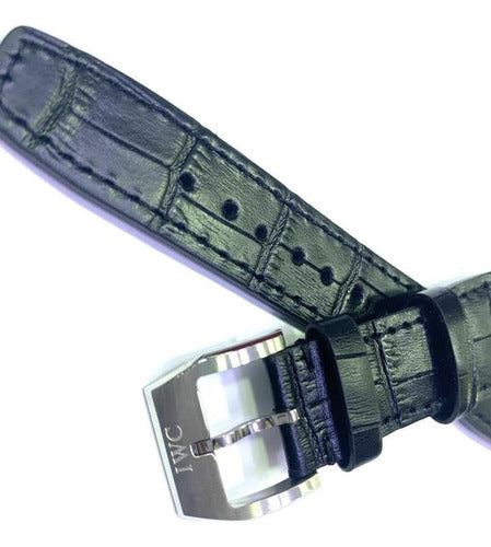 Pulseira Iwc Couro 22mm Preto Completo