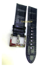 Pulseira Montblanc 24mm Preta de Couro com Fecho de Aço