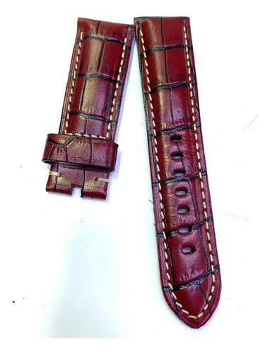 Pulseira Couro Vermelho Para Relógio Panerai 24mm