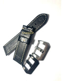 Pulseira Panerai Couro 24mmx22mm Preta Com Fecho