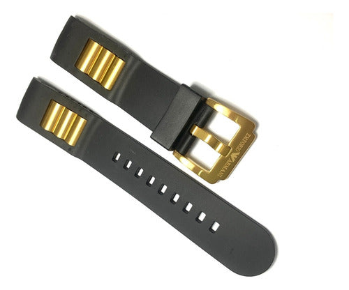 Pulseira Armani Ap-0690 Borracha Detalhes Dourado