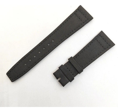 Pulseira Relógio Iwc Nylon Couro Preto 22x18