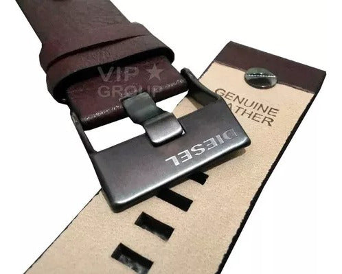 Pulseira Diesel 28mm Dz7314 Marrom Fivela Grafite